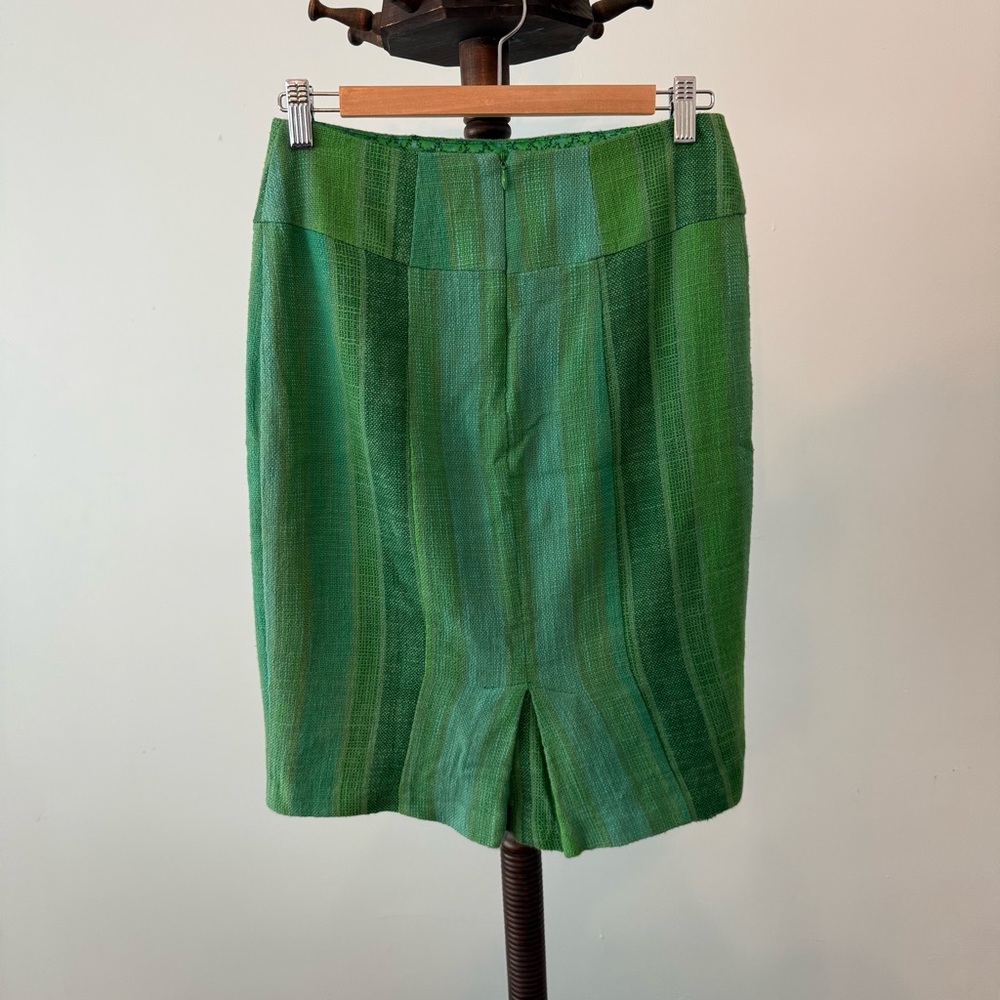 Sold- Eva Franco Green Striped Pencil Skirt Sz S - Picture 5 of 12